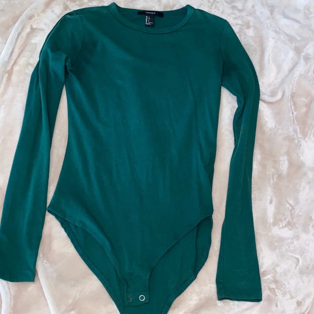 Forever 21 Green Long Sleeve Bodysuit